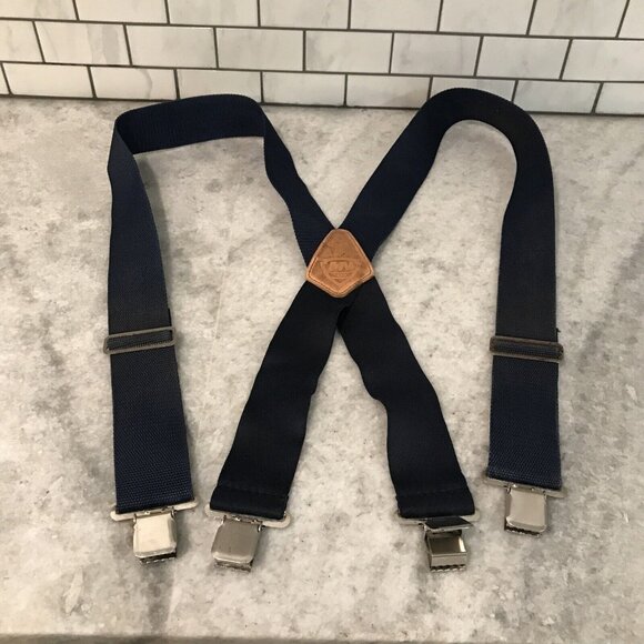 McGuire Nicholas Suspenders Mens Wide Blue Silver Clamps Festival Eclectic Grand - Picture 1 of 6